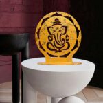 Metal Ganesha ji Statue,Ganpati Sculpture Lord Ganesh Mattel Cutting Round Shape Idol Table Decor Your Home, Office,Religious Gift Article Decorative,Showpiece Figurines