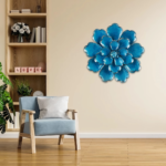Vintage Blue Flower Metal Wall Art Frame, Wall Hangings for Home Decoration, Wall Sculpture for Living Room, Wall Hanging Decorative Items for Bedroom