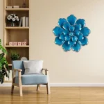 Vintage Blue Flower Metal Wall Art Frame, Wall Hangings for Home Decoration, Wall Sculpture for Living Room, Wall Hanging Decorative Items for Bedroom