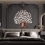 Iron White Peepal Leaf Tree Wall Art Hanging & Decorative Mounted Art Sculpture for Home Decor/Living Room/Bed Room