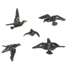 Decorative Birds Wall Decor Wall Hangings Bird Wall Art Gold Finish Metallic Black For Living Room Flying Birds Wall Art Set Of 5 - Image 2