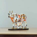 Kamdhenu cow and calf hand-painted Polyresin Statue for Full Filling Wishes of Human Being (Multicolour, 27x14x22) cm - Image 4