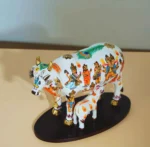 Kamdhenu cow and calf hand-painted Polyresin Statue for Full Filling Wishes of Human Being (Multicolour, 27x14x22) cm - Image 2