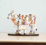 Handcrafted Polyresin Kamdhenu Cow White Figurine with Calf for Full Filling Wishes of Human Being (Multicolour, 27x14x22) cm - Image 2