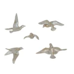 Decorative Birds Wall Decor Wall Hangings Bird Wall Art Gold Finish Pearl White For Living Room Flying Birds Wall Art Set Of 5 - Image 2