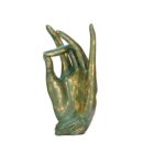 Handmade Resin Female Hand Metallic Green Decorative Face Sculpture For Home Decor 20X22X40 cm (Copy) - Image 2