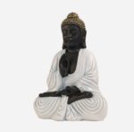 Meditating Buddha Idols for Home Decor Ashirwad Mudra Black White Shading Small Size Office Desk Table Outdoor Resin Statues L W H ( 14*8*19) cm - Image 2