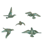 Decorative Birds Wall Decor Wall Hangings Bird Wall Art Gold Finish Metallic Green For Living Room Flying Birds Wall Art Set Of 5 - Image 2