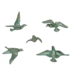 Decorative Birds Wall Decor Wall Hangings Bird Wall Art Gold Finish Metallic Green For Living Room Flying Birds Wall Art Set Of 5 - Image 2