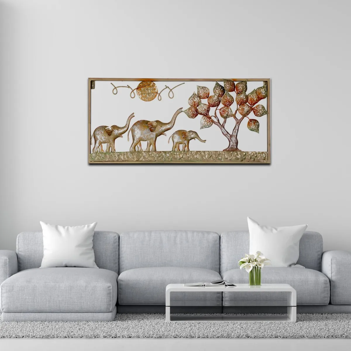 2 (1) Metal Iron Forest Elephant Faimly Decorative Wall Art/Sculpture for Home Living Room/Bedroom/Office - Image 1