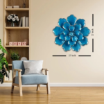 Vintage Blue Flower Metal Wall Art Frame, Wall Hangings for Home Decoration, Wall Sculpture for Living Room, Wall Hanging Decorative Items for Bedroom - Image 2