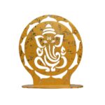 Metal Ganesha ji Statue,Ganpati Sculpture Lord Ganesh Mattel Cutting Round Shape Idol Table Decor Your Home, Office,Religious Gift Article Decorative,Showpiece Figurines - Image 2