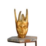 Handmade Resin Female Hand Statue Beauty Pearl Gold Hand Face Statue For Home Decor 20X22X40 cm - Image 2