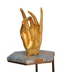Handmade Resin Female Hand Statue Beauty Pearl Gold Hand Face Statue For Home Decor 20X22X40 cm - Image 4