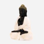 Meditating Buddha Idols for Home Decor Ashirwad Mudra White Cream Black Shading Small Size Office Desk Table Outdoor Resin Statues L W H ( 14*8*19) cm - Image 2