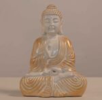 Meditating Buddha Idols for Home Decor Ashirwad Mudra White Gold Shading Small Size Office Desk Table Outdoor Resin Statues L W H ( 14*8*19) cm - Image 3