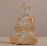 Meditating Buddha Idols for Home Decor Ashirwad Mudra White Gold Shading Small Size Office Desk Table Outdoor Resin Statues L W H ( 14*8*19) cm - Image 2