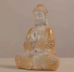 Meditating Buddha Idols for Home Decor Ashirwad Mudra White Gold Shading Small Size Office Desk Table Outdoor Resin Statues L W H ( 14*8*19) cm - Image 2