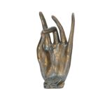 Handmade Resin Female Hand Statue Beauty Silver Gray Hand Face Statue For Home Decor 20X22X40 cm - Image 4