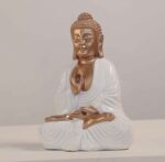 Meditating Buddha Idols for Home Decor Ashirwad Mudra White Bronze Shading Small Size Office Desk Table Outdoor Resin Statues L W H ( 14*8*19) cm - Image 3
