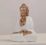 Meditating Buddha Idols for Home Decor Ashirwad Mudra White Bronze Shading Small Size Office Desk Table Outdoor Resin Statues L W H ( 14*8*19) cm - Image 3