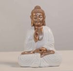 Meditating Buddha Idols for Home Decor Ashirwad Mudra White Bronze Shading Small Size Office Desk Table Outdoor Resin Statues L W H ( 14*8*19) cm - Image 2