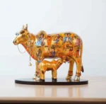 Handcrafted Polyresin Kamdhenu Cow Gold with Calf for Full Filling Wishes of Human Being (Multicolour, 27x14x22) cm - Image 4