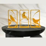 Golden Metal Bird Figurine for Home Decor | Living Room, Bedroom, Office Desk, Cabinets 3 Set (13X5X13) cm