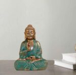 Meditating Buddha Idols for Home Decor Ashirwad Mudra Rose Firozi Small Size Office Desk Table Outdoor Resin Statues L W H ( 14*8*19) cm - Image 3