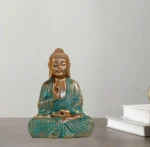 Meditating Buddha Idols for Home Decor Ashirwad Mudra Rose Firozi Small Size Office Desk Table Outdoor Resin Statues L W H ( 14*8*19) cm - Image 3