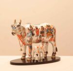 Handcrafted Polyresin Kamdhenu Cow Pearl White Figurine with Calf for Full Filling Wishes of Human Being (Multicolour, 27x14x22) cm - Image 3