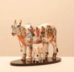 Handcrafted Polyresin Kamdhenu Cow Pearl White Figurine with Calf for Full Filling Wishes of Human Being (Multicolour, 27x14x22) cm - Image 4