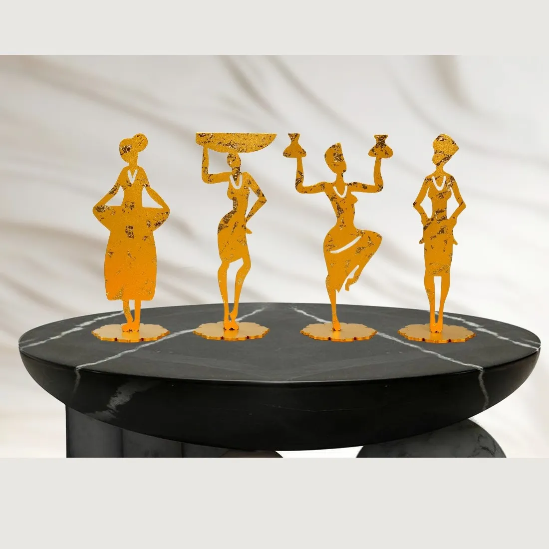 5 (3) Dancing Lady Metal Wall Art | Tribal African Wall Art Set For Home Décor | Ideal for Living Room, Bedroom, Home & Office Interior - Image 1