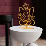 Metal Ganesha ji Statue,Ganpati Sculpture Lord Ganesh Mattel Cutting Idol Table Decor Your Home, Office,Religious Gift Article Decorative,Showpiece Figurines