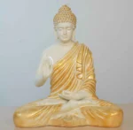 Meditating Buddha Idols for Home Decor Ashirwad Mudra Off White Gold Statue Medium Size Office Desk Table Outdoor Resin Statues L W H ( 23*21*37) cm - Image 2