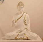 Meditating Buddha Idols for Home Decor Ashirwad Mudra White Statue Medium Size Office Desk Table Outdoor Resin Statues L W H ( 23*21*37) cm - Image 2