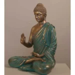 Meditating Buddha Idols for Home Decor Ashirwad Mudra Firozi Big Size Office Desk Table Outdoor Resin Statues L W H ( 47*33*54) cm
