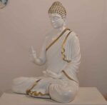 Meditating Buddha Idols for Home Decor Ashirwad Mudra White Big Size Office Desk Table Outdoor Resin Statues L W H ( 47*33*54) cm - Image 3