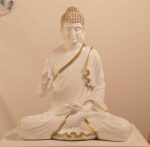 Meditating Buddha Idols for Home Decor Ashirwad Mudra White Big Size Office Desk Table Outdoor Resin Statues L W H ( 47*33*54) cm - Image 4