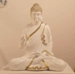 Meditating Buddha Idols for Home Decor Ashirwad Mudra White Big Size Office Desk Table Outdoor Resin Statues L W H ( 47*33*54) cm - Image 4