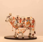 Handcrafted Polyresin Kamdhenu Cow Pearl White Figurine with Calf for Full Filling Wishes of Human Being (Multicolour, 27x14x22) cm - Image 3