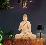 Meditating Buddha Idols for Home Decor Ashirwad Mudra White Big Size Office Desk Table Outdoor Resin Statues L W H ( 47*33*54) cm