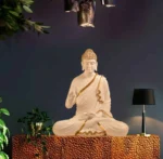 Meditating Buddha Idols for Home Decor Ashirwad Mudra White Big Size Office Desk Table Outdoor Resin Statues L W H ( 47*33*54) cm