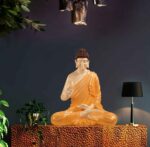 Meditating Buddha Idols for Home Decor Ashirwad Mudra Gold White Big Size Office Desk Table Outdoor Resin Statues L W H ( 47*33*54) cm