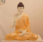 Meditating Buddha Idols for Home Decor Ashirwad Mudra Gold White Big Size Office Desk Table Outdoor Resin Statues L W H ( 47*33*54) cm - Image 2