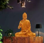 Meditating Buddha Idols for Home Decor Ashirwad Mudra Gold Big Size Office Desk Table Outdoor Resin Statues L W H ( 47*33*54) cm