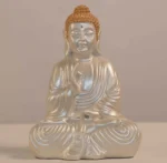 Meditating Buddha Idols for Home Decor Ashirwad Mudra Pearl White Shading Small Size Office Desk Table Outdoor Resin Statues L W H ( 14*8*19) cm - Image 2