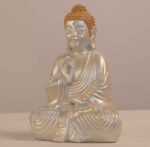 Meditating Buddha Idols for Home Decor Ashirwad Mudra Pearl White Shading Small Size Office Desk Table Outdoor Resin Statues L W H ( 14*8*19) cm - Image 3