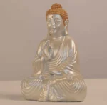 Meditating Buddha Idols for Home Decor Ashirwad Mudra Pearl White Shading Small Size Office Desk Table Outdoor Resin Statues L W H ( 14*8*19) cm - Image 3