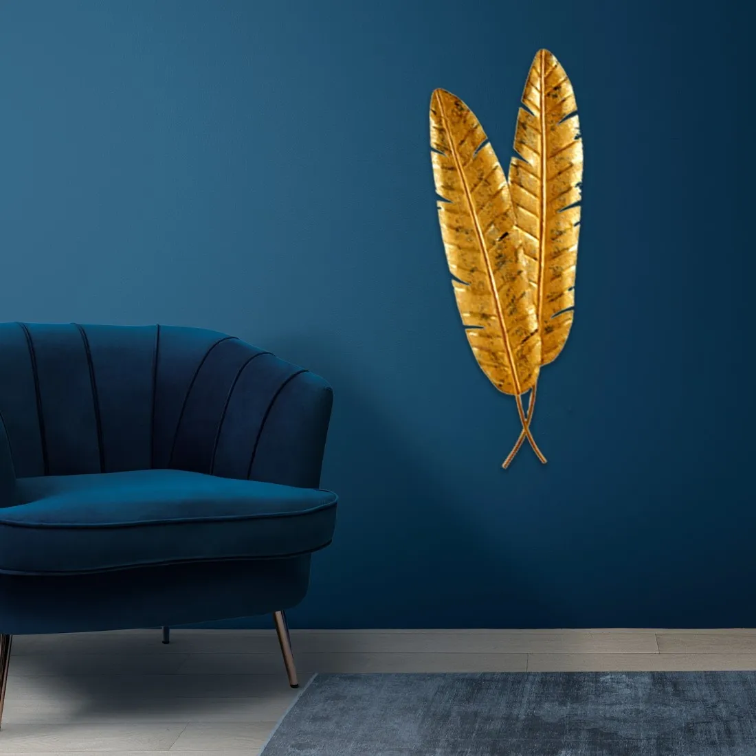 Pi7_image_tool (15) Golden Banana Leaf Wall Art Decorative Wall Plate,Wall Decor Plates for Home & Office Decoration - Image 1